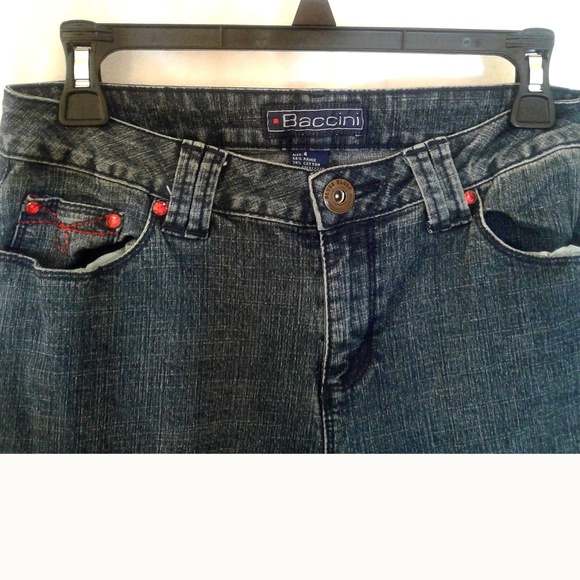 Baccini Embellished Jeans Size 4 Red Rhinestones - Picture 3 of 5